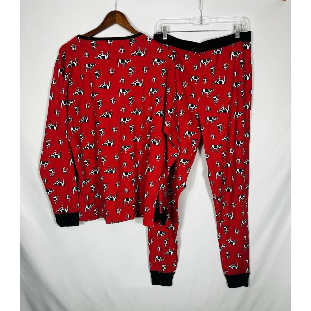 Leveret All Over Cow Print Pajama Set Mens XXL 100% Cotton Cows Farm Country Fun